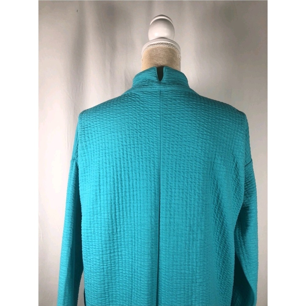 Soft Surroundings Art To Wear Jacket Sz M Cardigan CottonSeersucker Blue Buttons - Picture 4 of 7